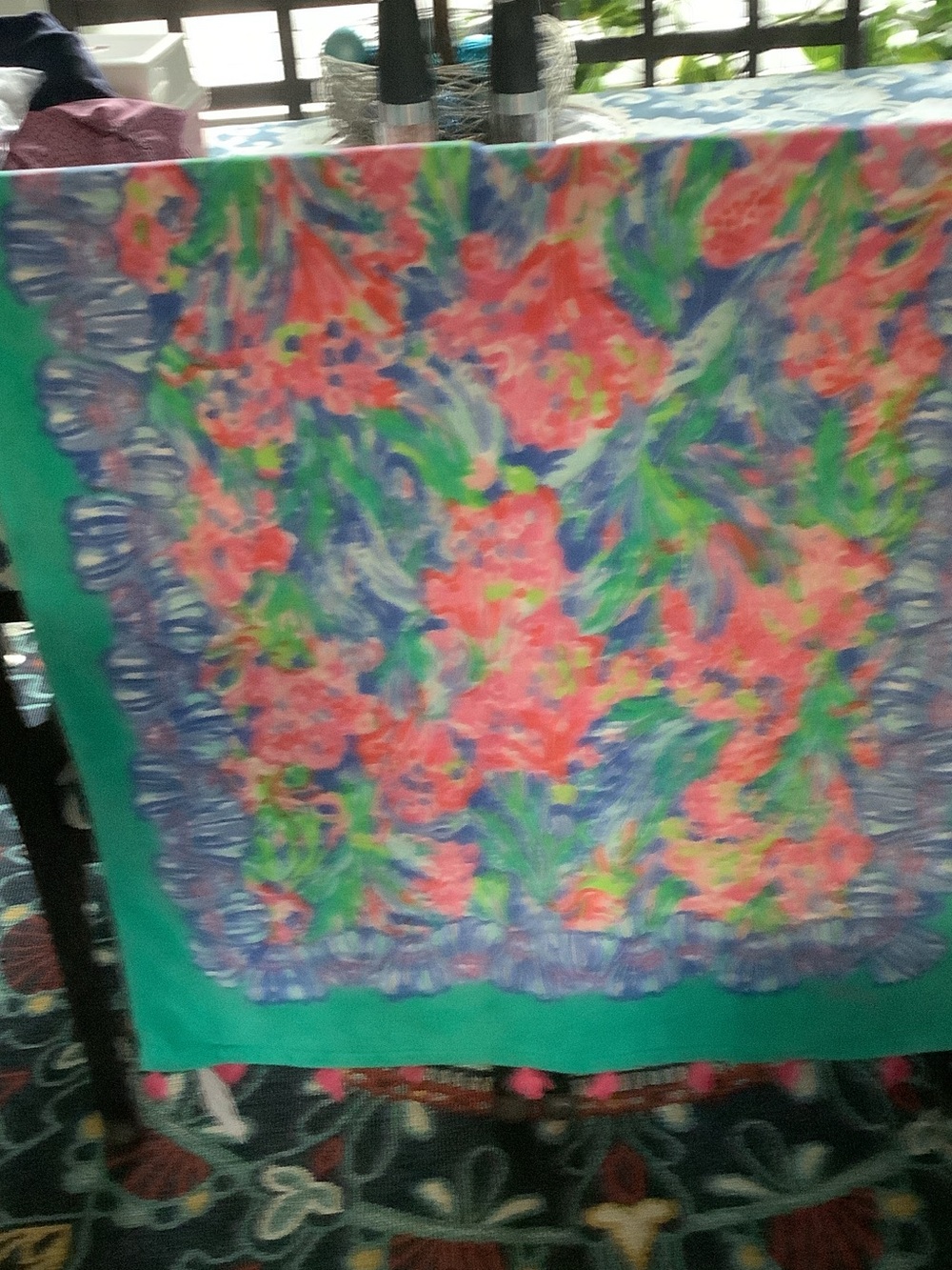 Lilly Pulitzer Coral Pink, Green and Blue Floral pool towel, new